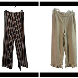 Avenue Black and Tan Striped Wide Leg Pants and cute ruffle pants both size XL